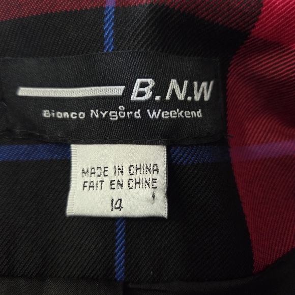 Bianca Nygard Red Plaid Bomber Jacket Size 14 - Picture 7 of 7